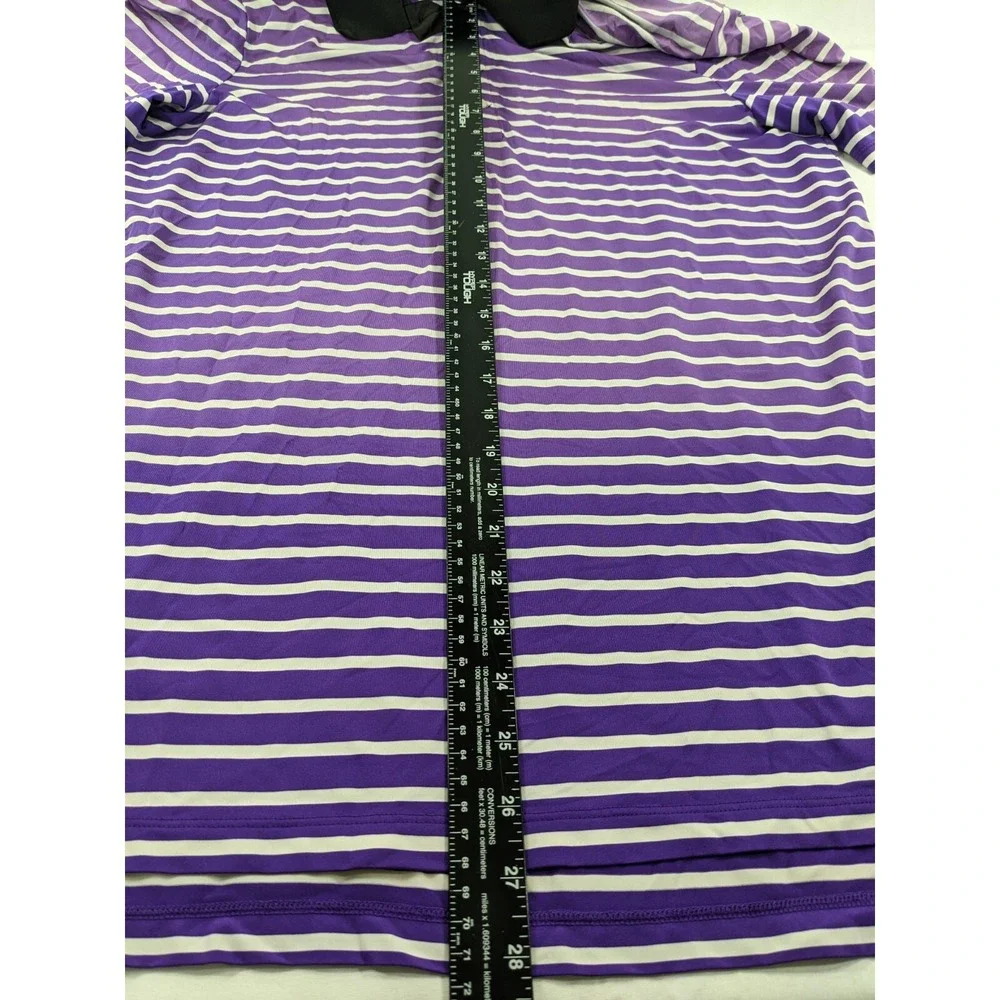 RLX Ralph Lauren Golf Polo Shirt Size Medium Purple Striped Oak Tree Golf Course
